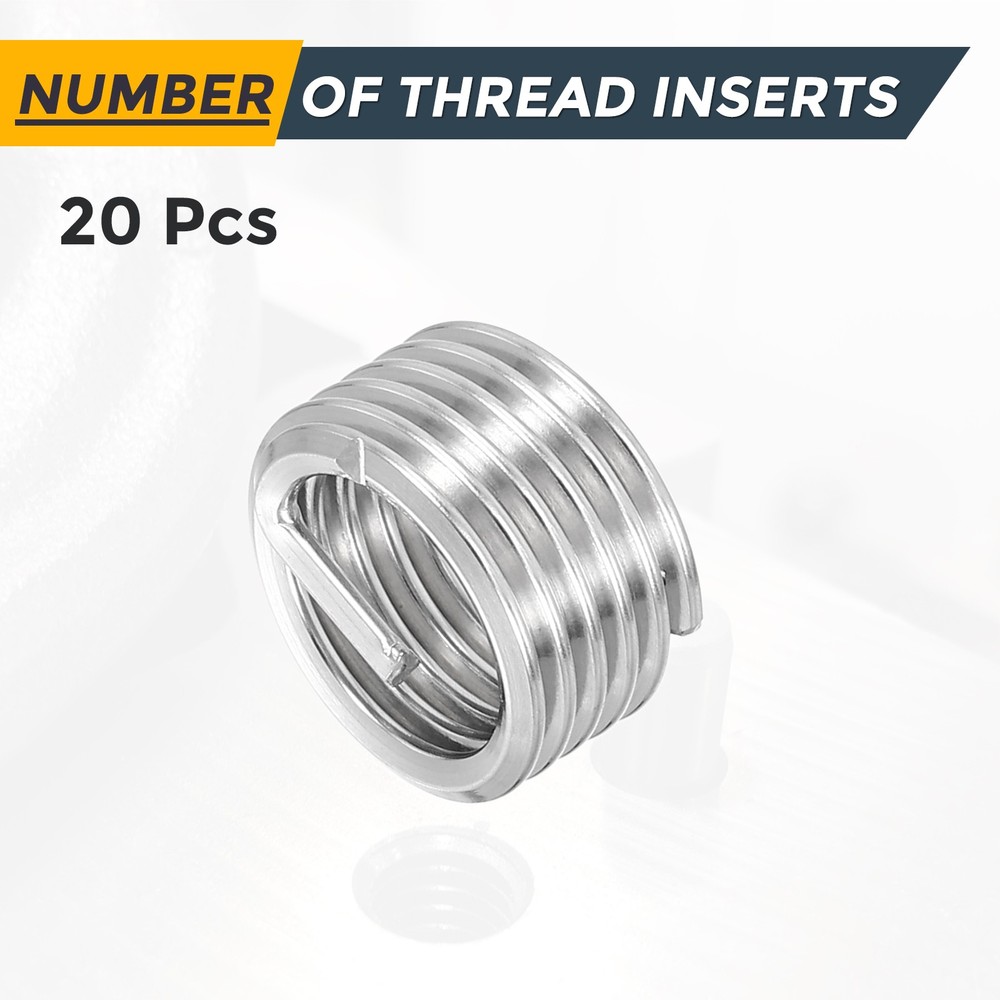 20pcs Wire Thread Inserts M12 x 1.75 x 1D Metric Helical Threaded Sleeve