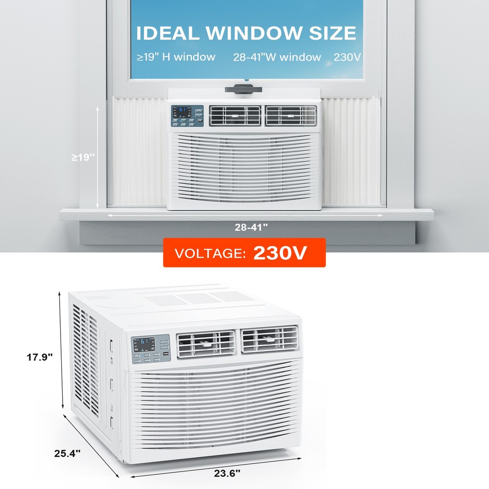 18000BTU Window Air Conditioner with Heat & Timer, Wi-Fi Enabled Window AC Unit