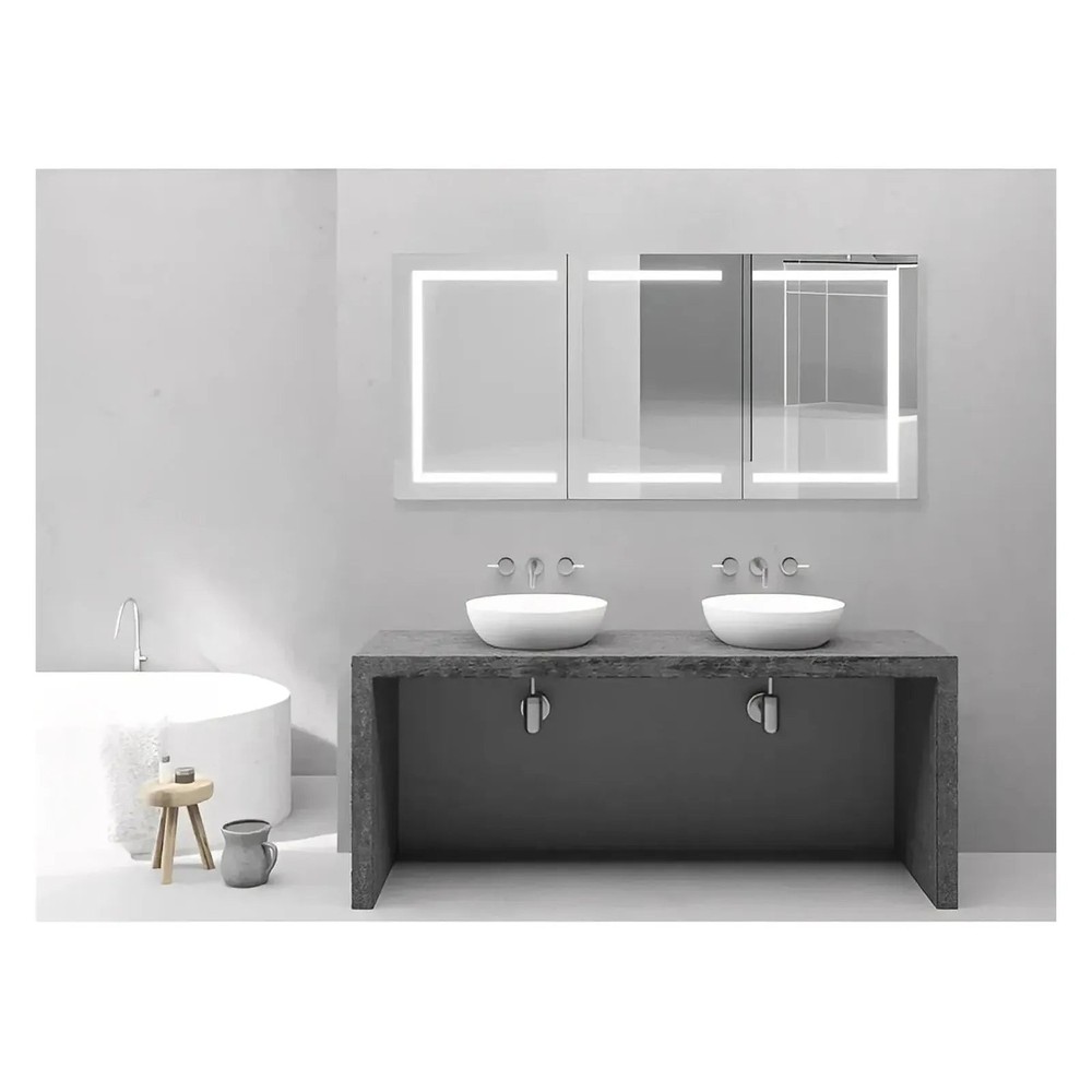 ARIES III LED LIGHTED BATHROOM CABINET VANITY MIRROR - RECTANGLE - 60 x 28
