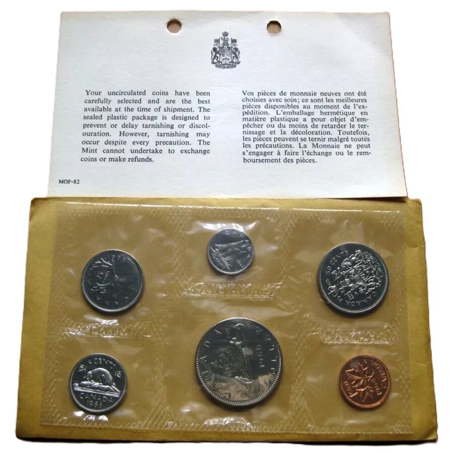 1968 Canada 6-Coin Uncirculated Mint Set - Gem UNC Condition with Envelope