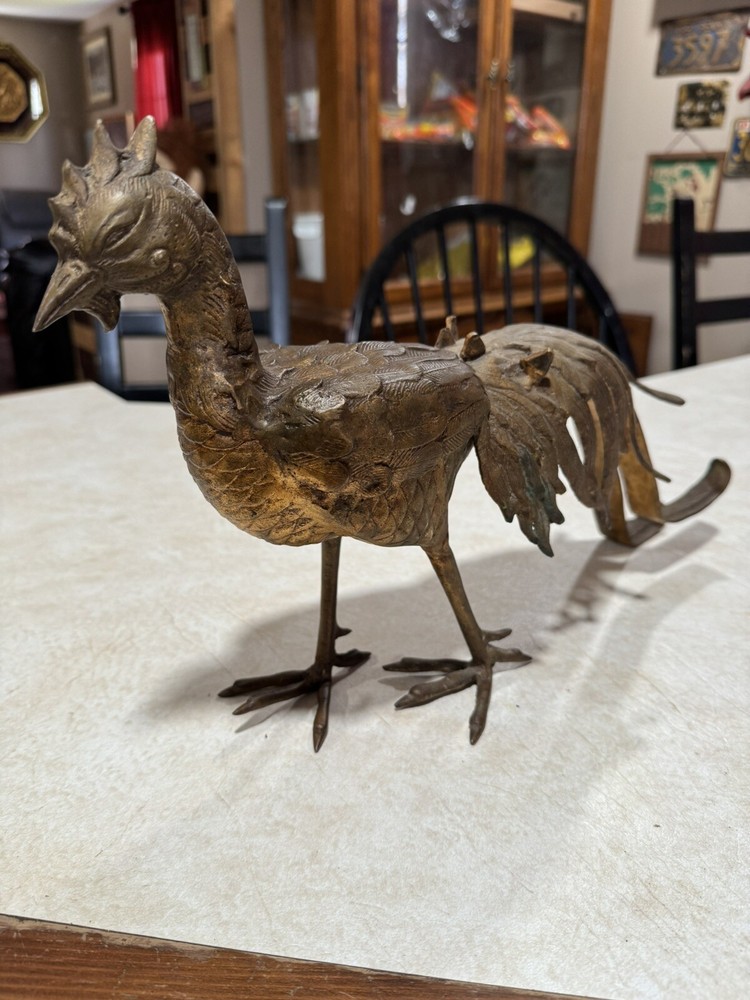 Vintage Chinese Solid Bronze Rooster