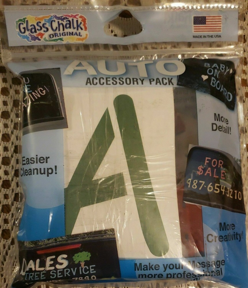 Glass Chalk Auto Cling Stencil, Eraser, Scraper Accessory Pack, 56 pcs