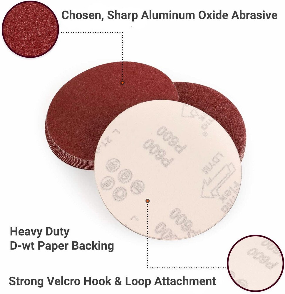 100Pcs 6-Inch 0-Hole Hook-And-Loop Sanding Discs Sander Paper for Drywall Sander