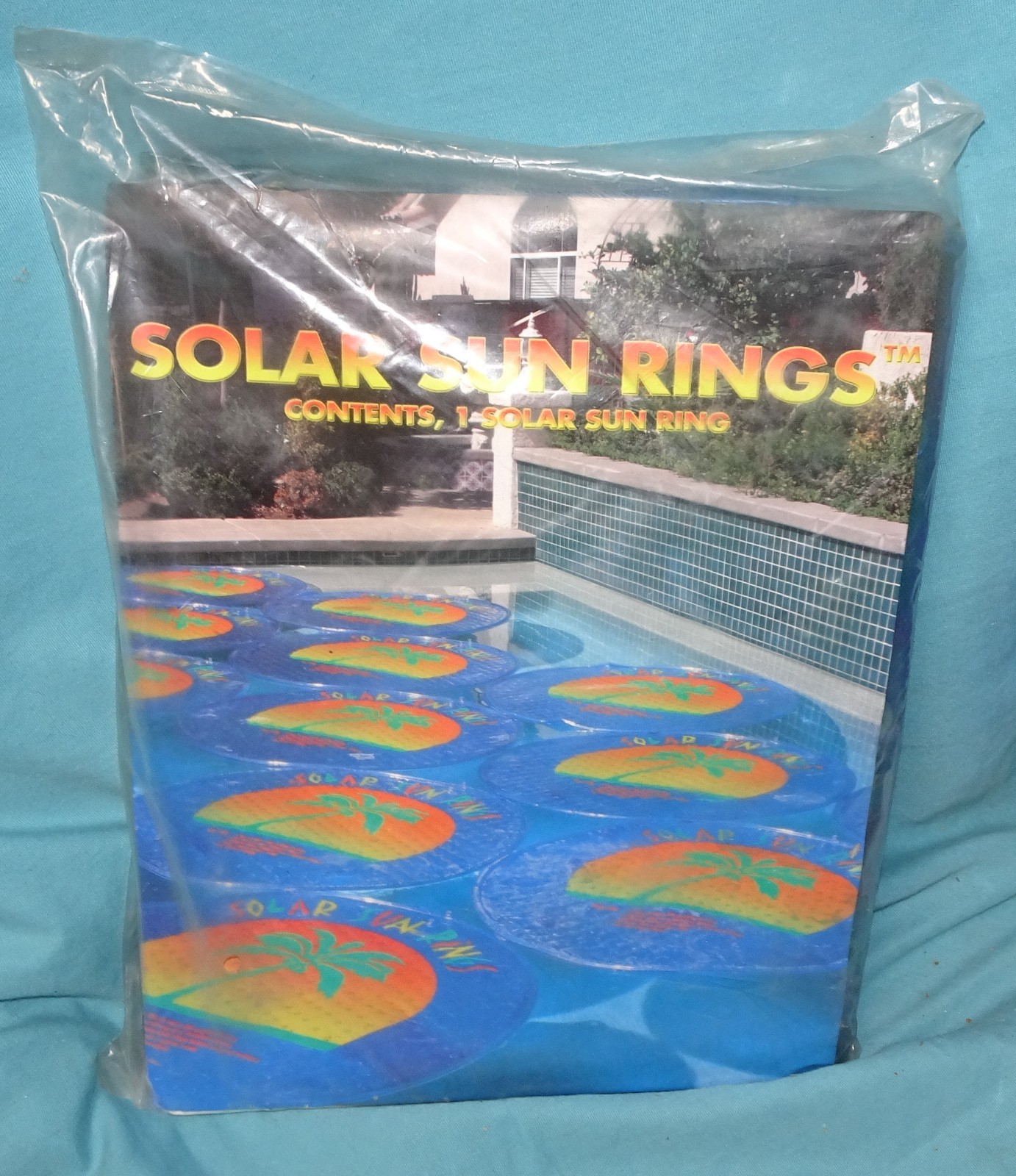 NEW IN PACKAGE Solar Sun Rings with Palm Tree Design – 1 Round Solar Pool Cover