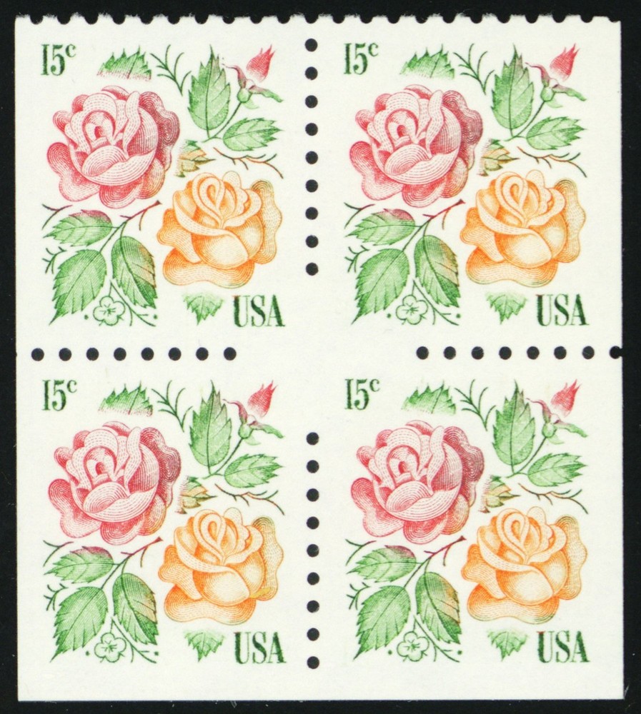 1737 Var, MNH 15¢ Block Partially Imperforate Error - Stuart Katz