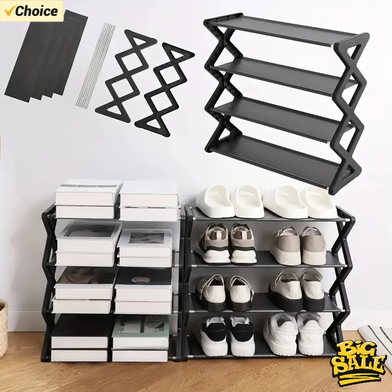 4Layer X-Type Shoe Rack Space Saving Multi Layered for Porch Living Room