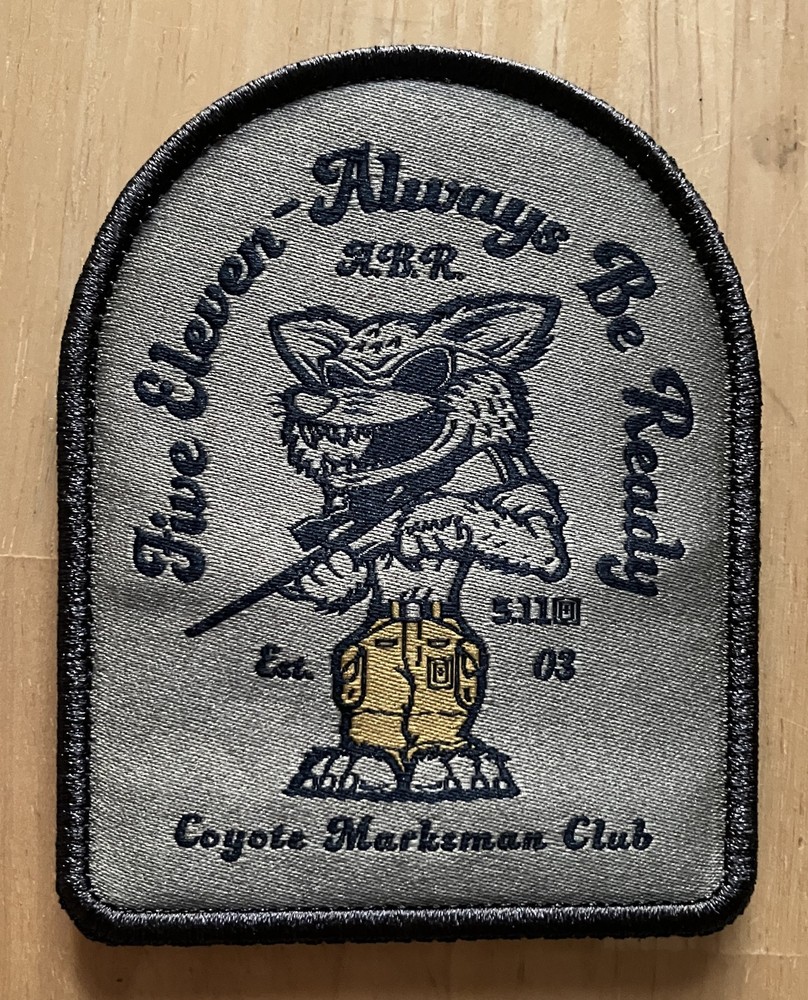 5.11 Tactical "Coyote Hunter Marksman Club" Morale Patch w/ Hook & Loop Backing
