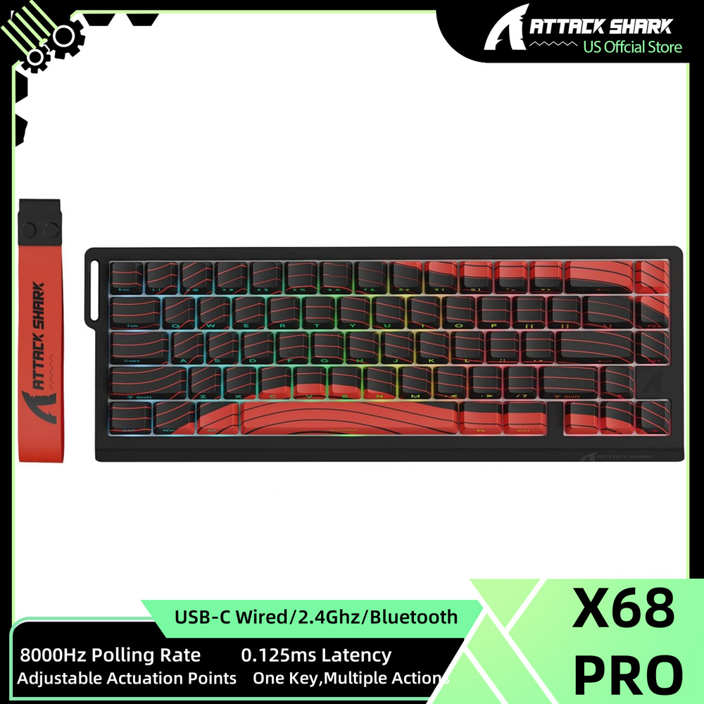 ATTACK SHARK X68 PRO HE Wireless Rapid Trigger Gaming Keyboard with Adjustable