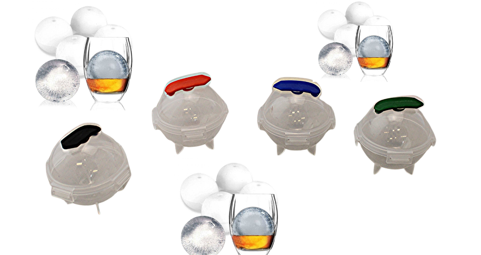 4 Pack 2" Large Round Ice Cube Tray Ball Maker Molds Jumbo ICE BALLS for Drinks