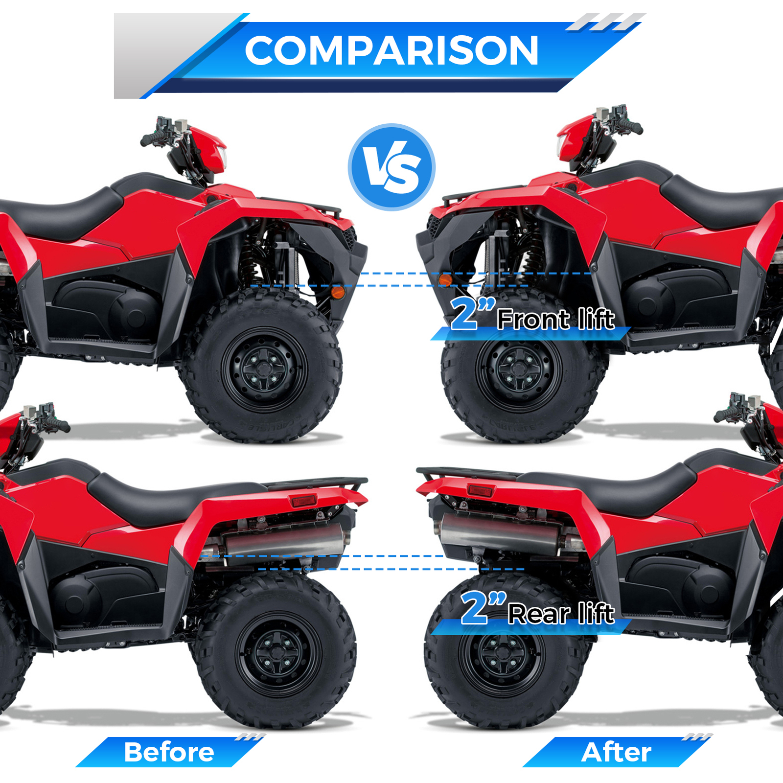 For SUZUKI KING QUAD 500 750 AXi Heavy 2" Lift Kits Front & Rear Steel Brackets