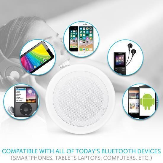 Dual 8’’ Bluetooth Ceiling / Wall Speakers, 2-Way Flush Mount Home Speaker Pair