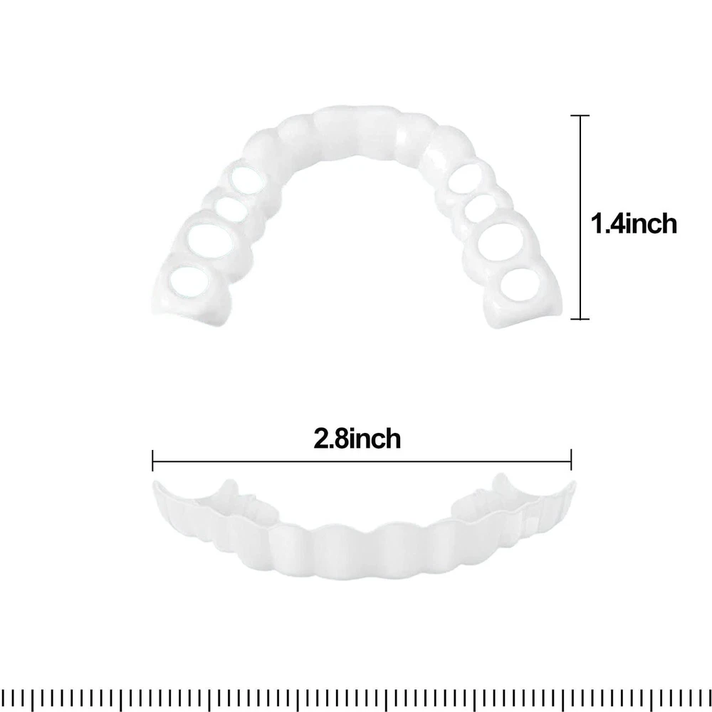 Snap On Upper and Bottom Set False Teeth Dental Veneers Denture Tooth Cover US