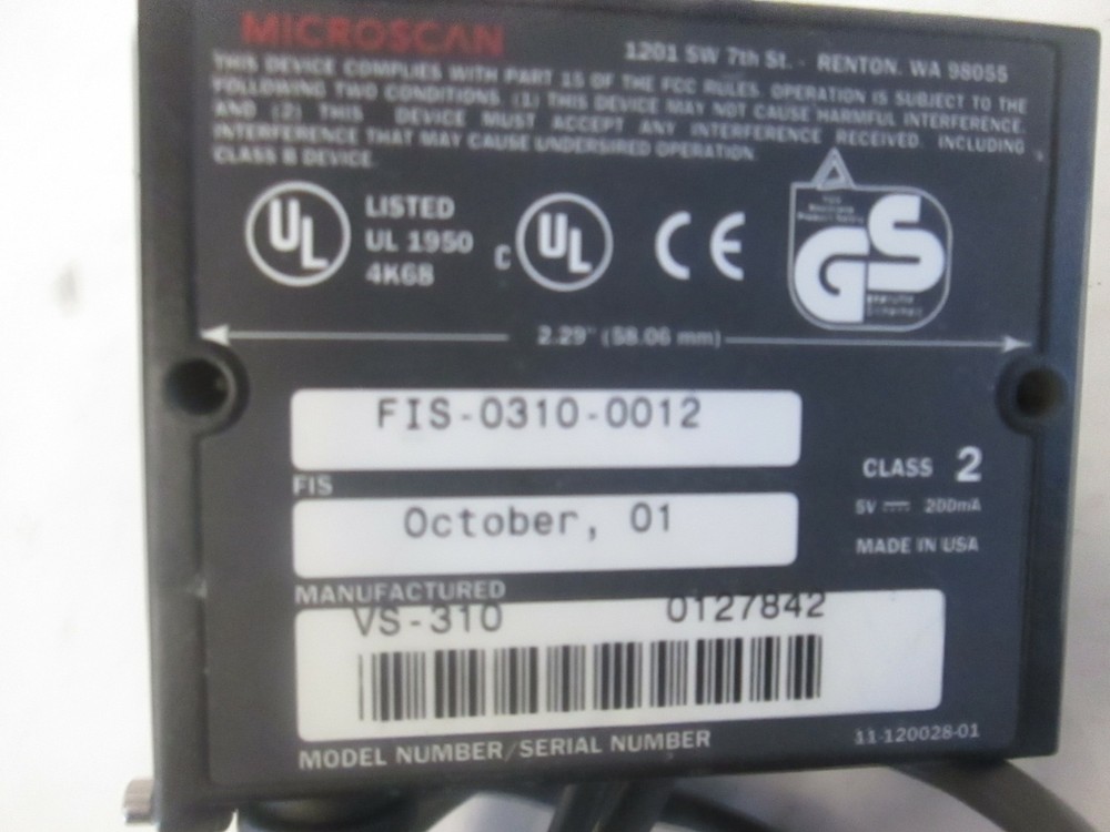 Microscan, Barcode Scaner, FIS-0310-0012, Used