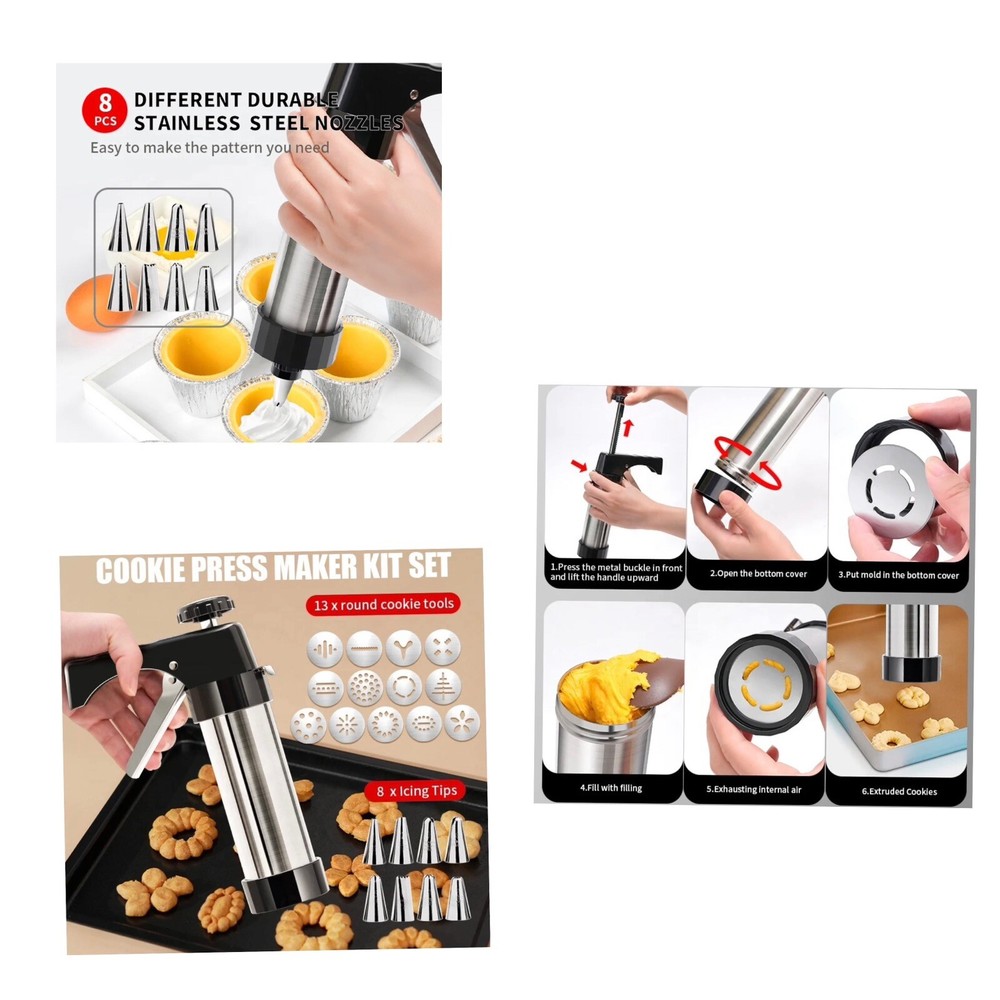 Cookie Press for Baking Cookie Press 13 Cookie Discs & 8 Icing Baking Set/US