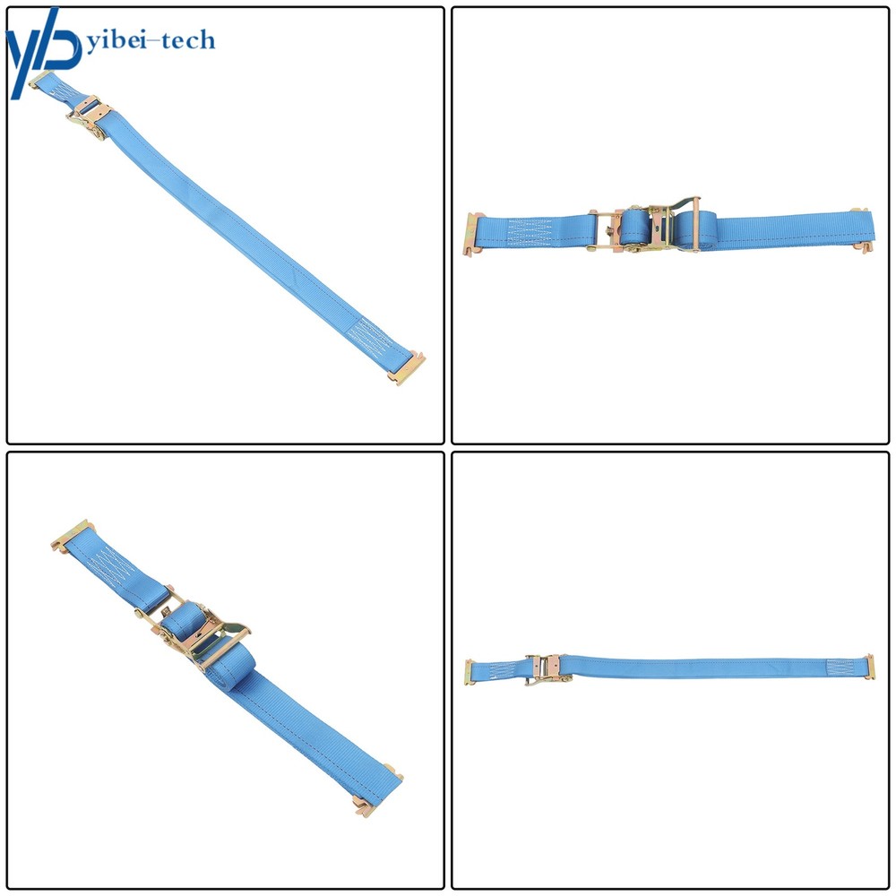 2 Pack Wheel Chock Tie Down E Track System Blue Ratchet Strap For Trailer ATV