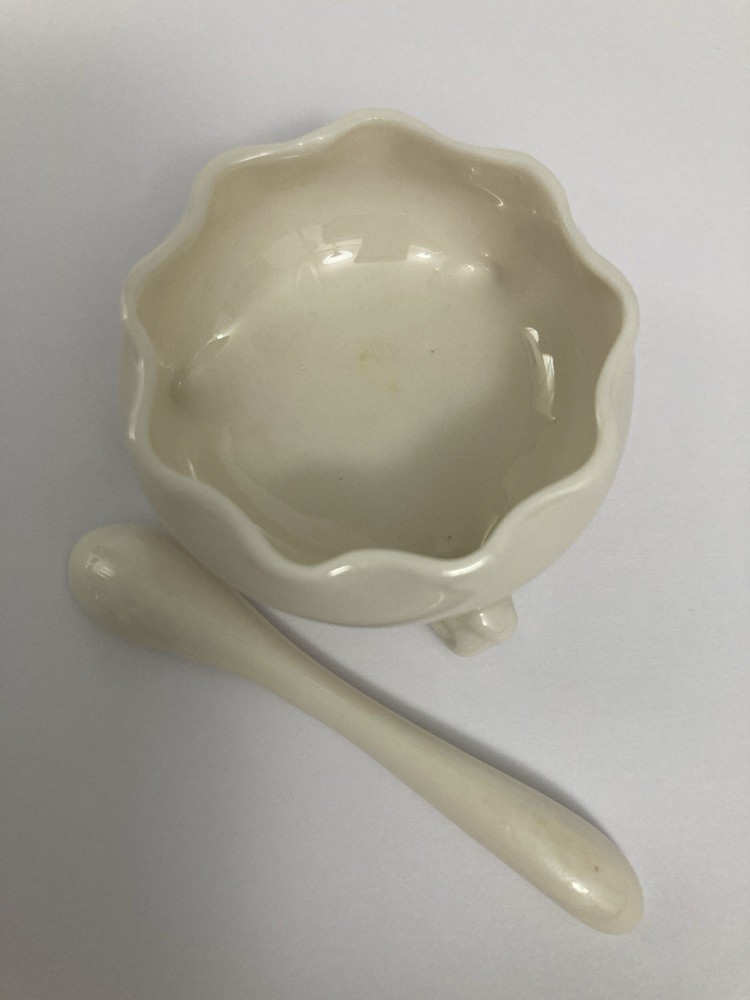 Belleek salt cellar and spoon