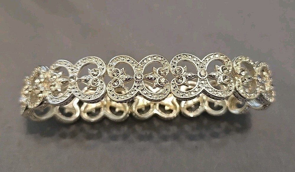 6 Vintage Silver Tone Stretch Bracelets