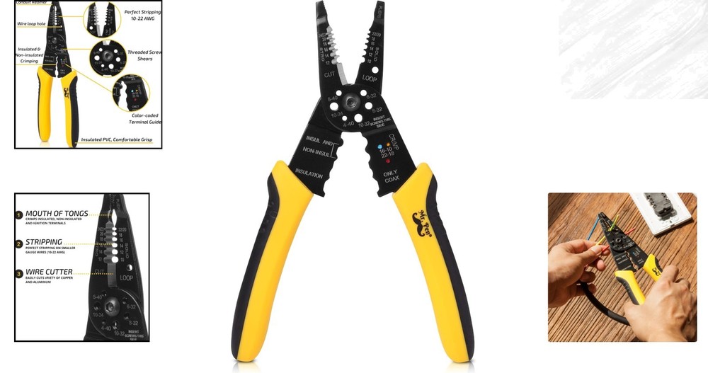 Versatile Wire Stripper and Cutter - 8-Inch Tool for Electrical and DIY Projects