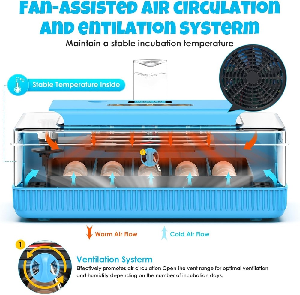 25 Egg Incubator Digital Poultry Hatcher Machine with Automatic Egg Turning, Inc