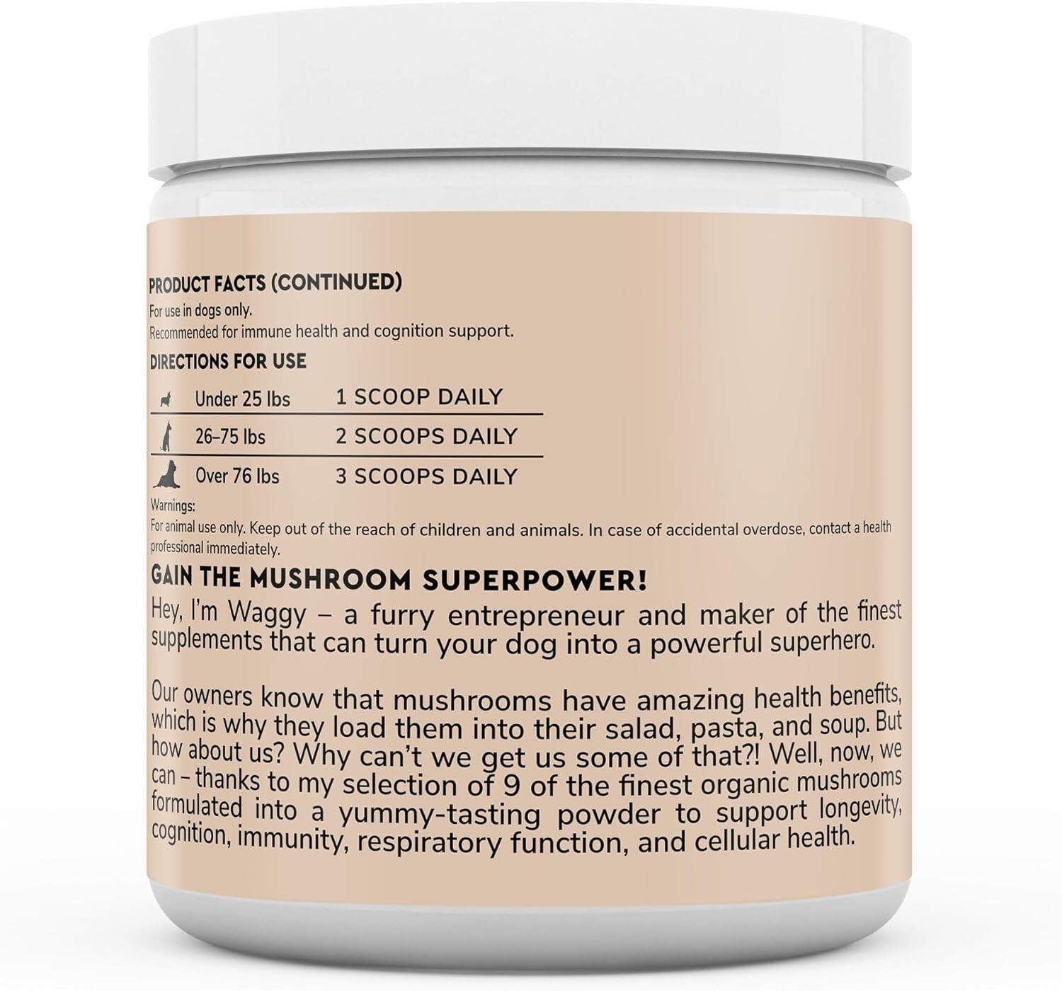 Wonder Paws Immune Support Mushroom Powder for Dogs – 90 Scoops