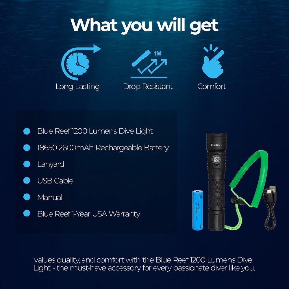 Blue Reef 1200 Lumens Dive Light