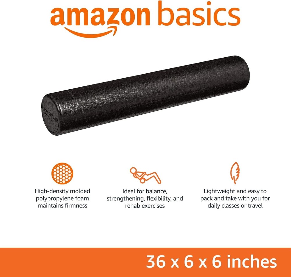 Amazon Basics High Density Foam Roller for Exercise, 36 inch, Black