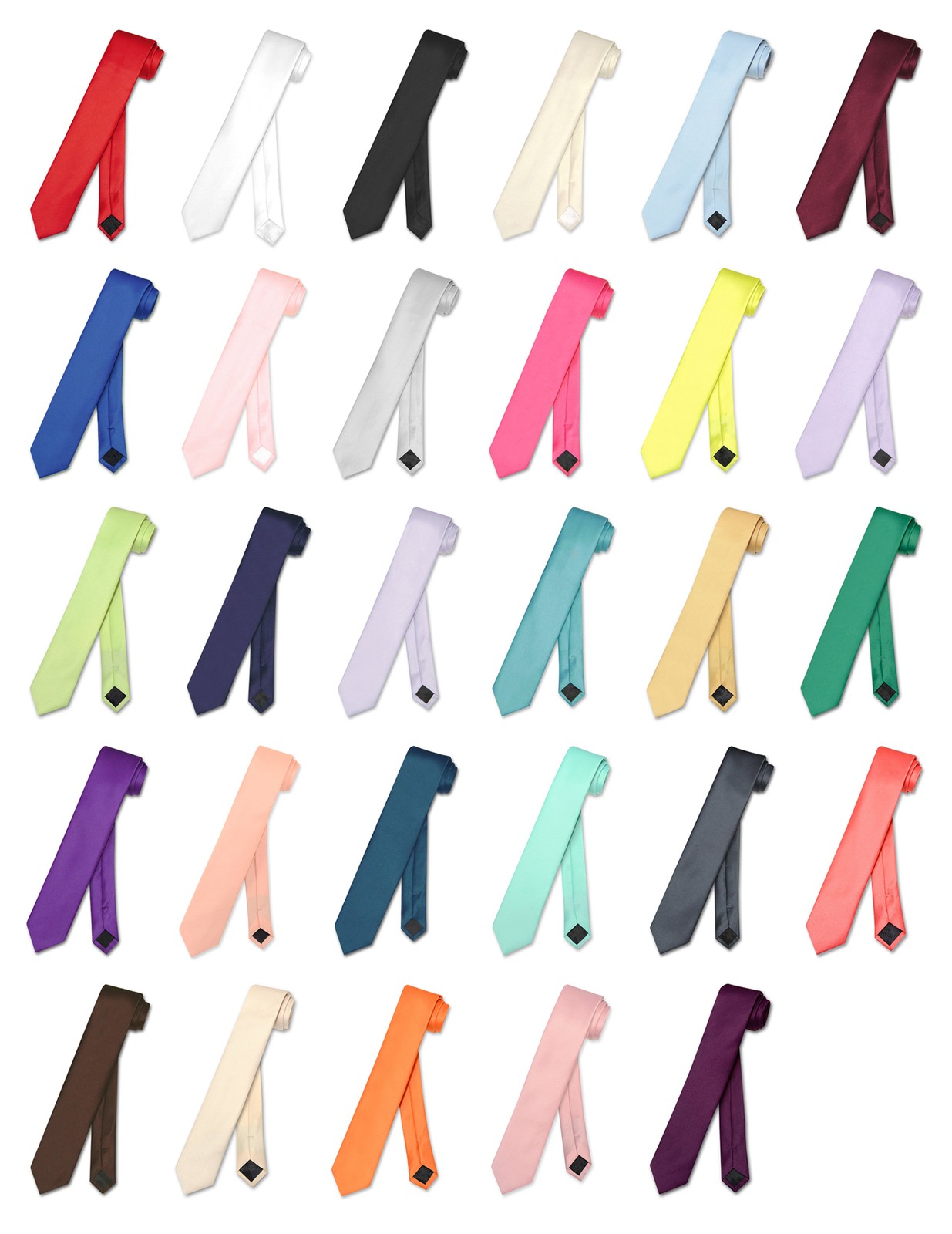 Vesuvio Napoli Narrow NeckTie Solid Color 2.5" Skinny Thin Men's Neck Tie