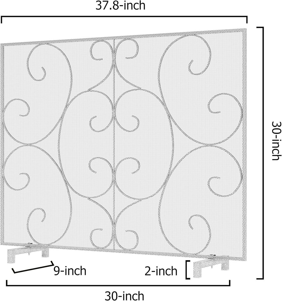 Single Panel Decorative Fireplace Screen Stand Alone Cover Handcrafted Durabl...