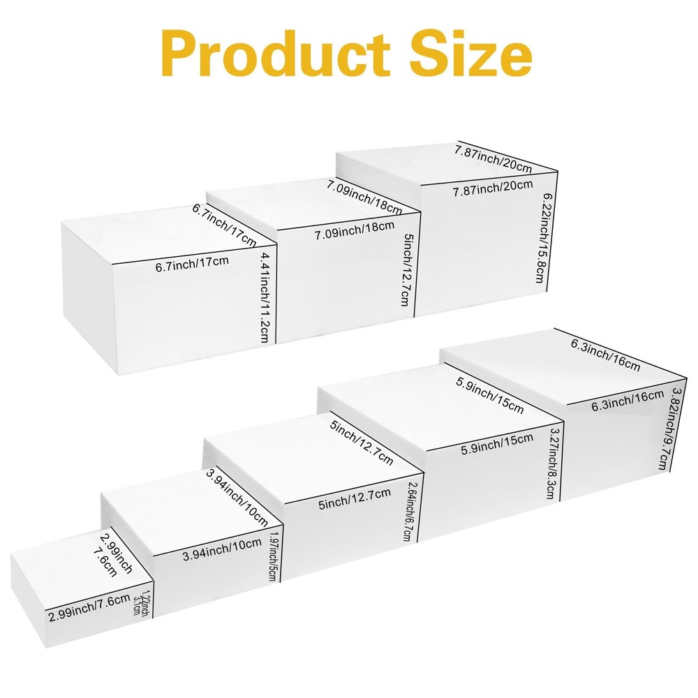 8 Pack Acrylic Risers for Display - Decorative Display Risers - White Acrylic...