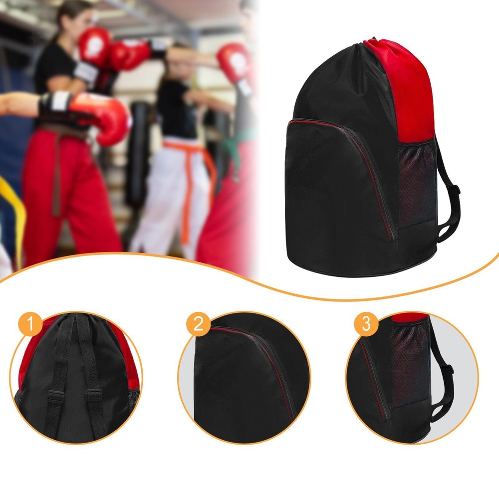 Taekwondo Backpack Drawstring Protective Gear Storage Bag for Sparring Match