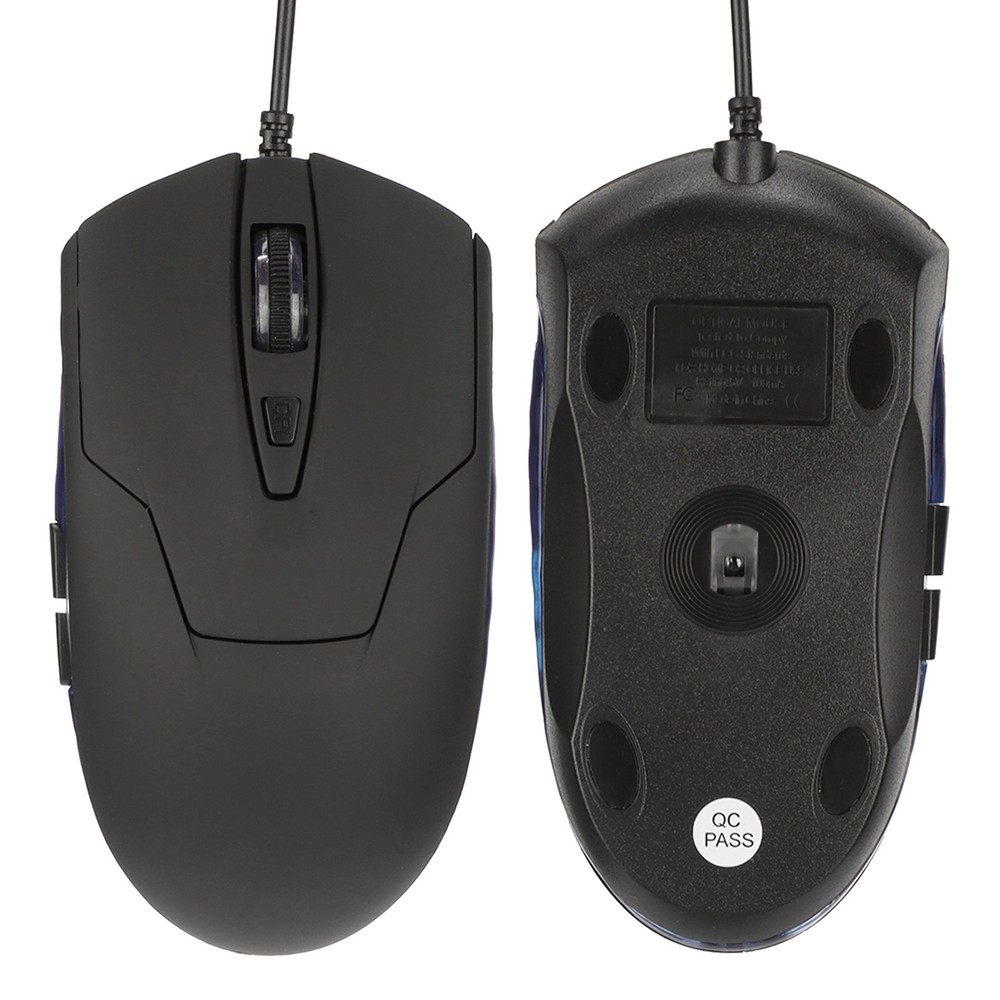 Wired Mouse Blue Backlit Type C Ergonomic Multimedia Keys Adjustable DPI Gaming