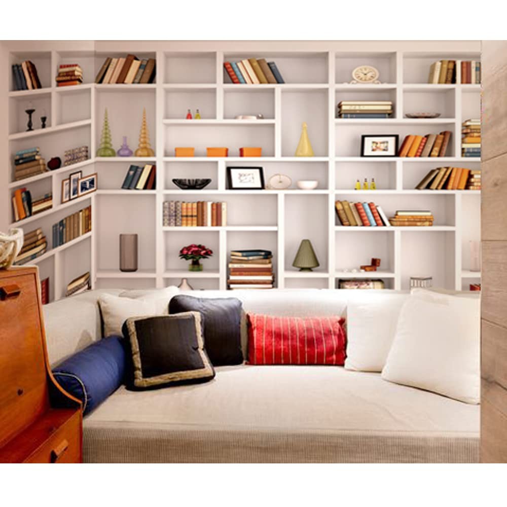 7x5ft White Bookshelf Backdrop Bookcase Backdrop for Office & Home Office Dec...