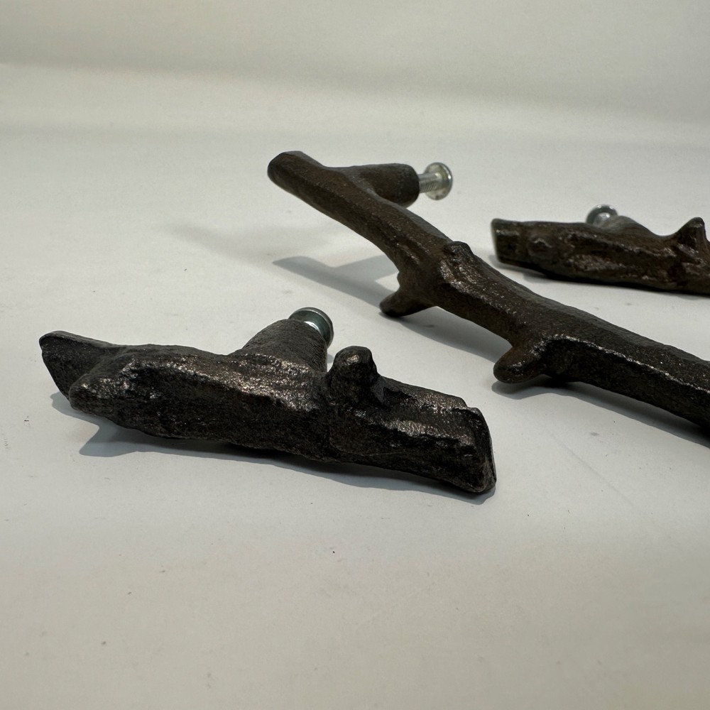 Vintage 3 Twig Cabinet Pulls aged bronze