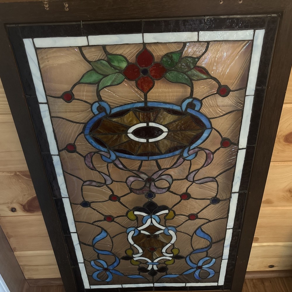 Stained Glass Panel Decorative Art Frame Victorian Design