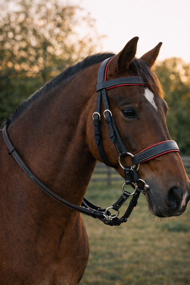 Horse Western Leather Padded Bitless Sidepull Bridle Reins 77RS33