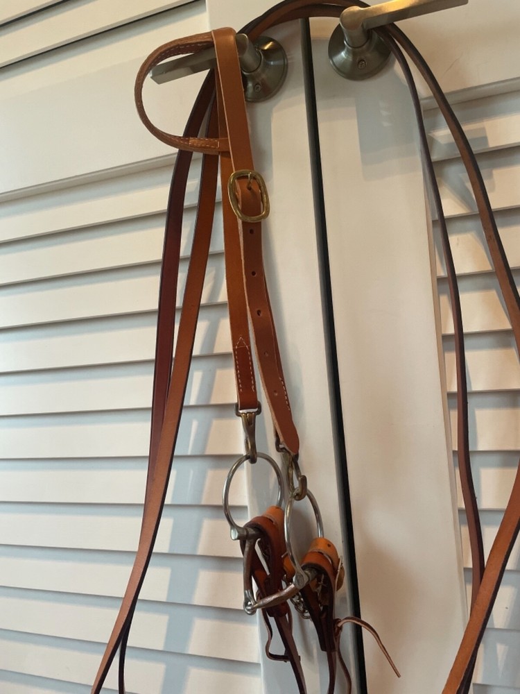 NEW 1-EAR QUICK CHANGE WESTERN BRIDLE W/5" OFFSET D-SNAFFLE BIT & SPLIT REINS