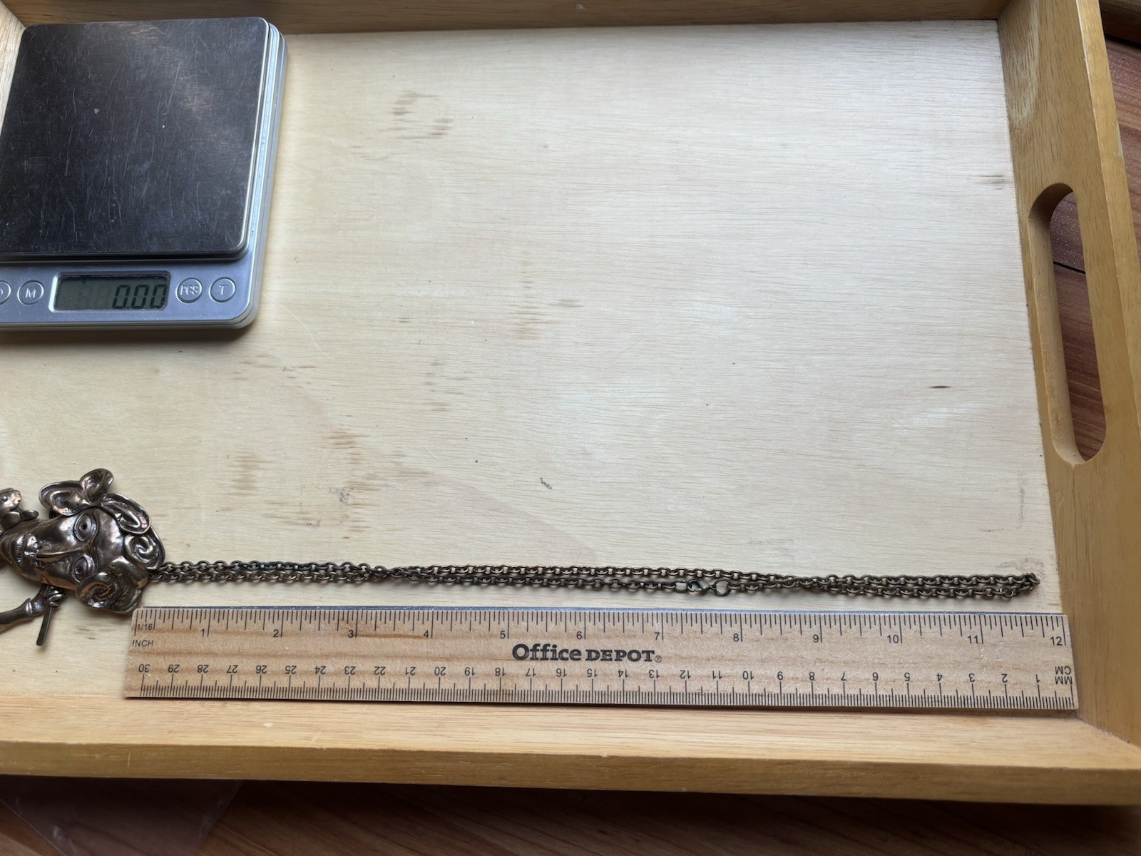 Boscarino Bronze Pendant Articulated Man Axe Artisan Necklace Tribal Signed VTG