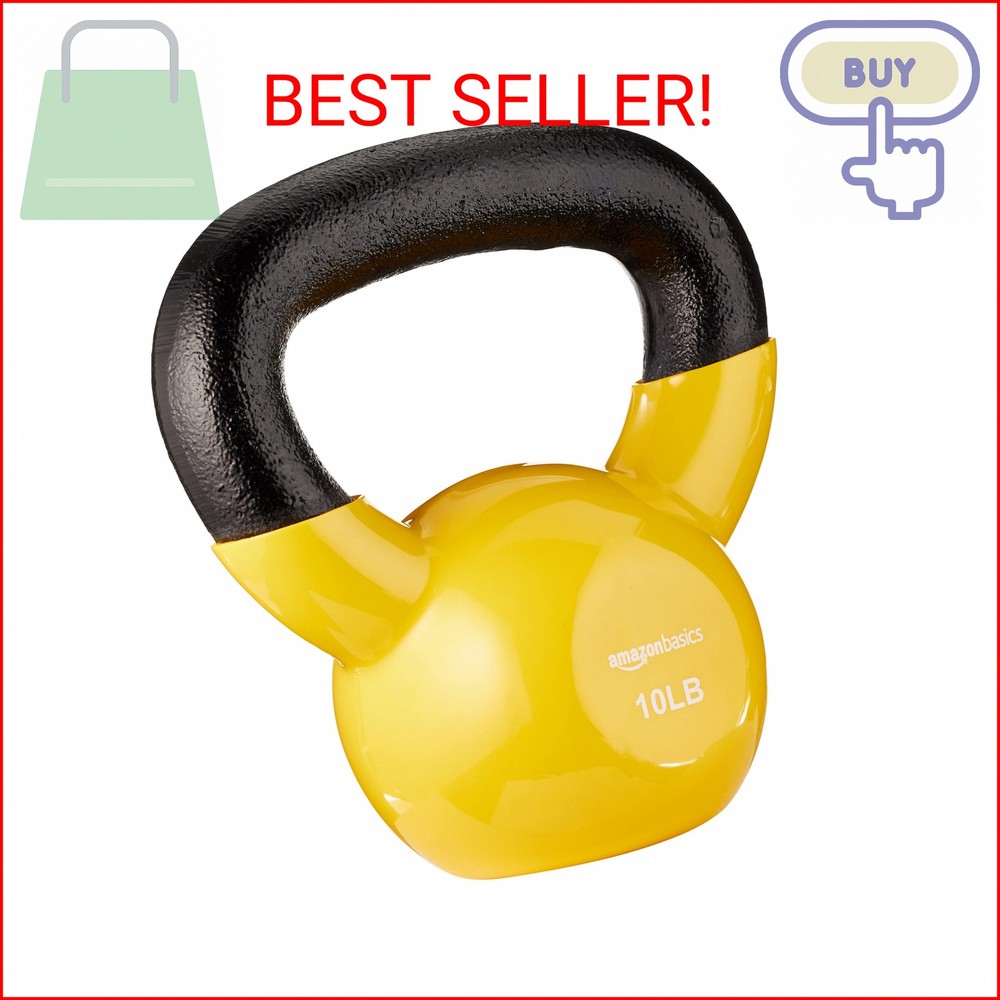 Amazon Basics Vinyl Kettlebell, 10 Pounds, Light Orange