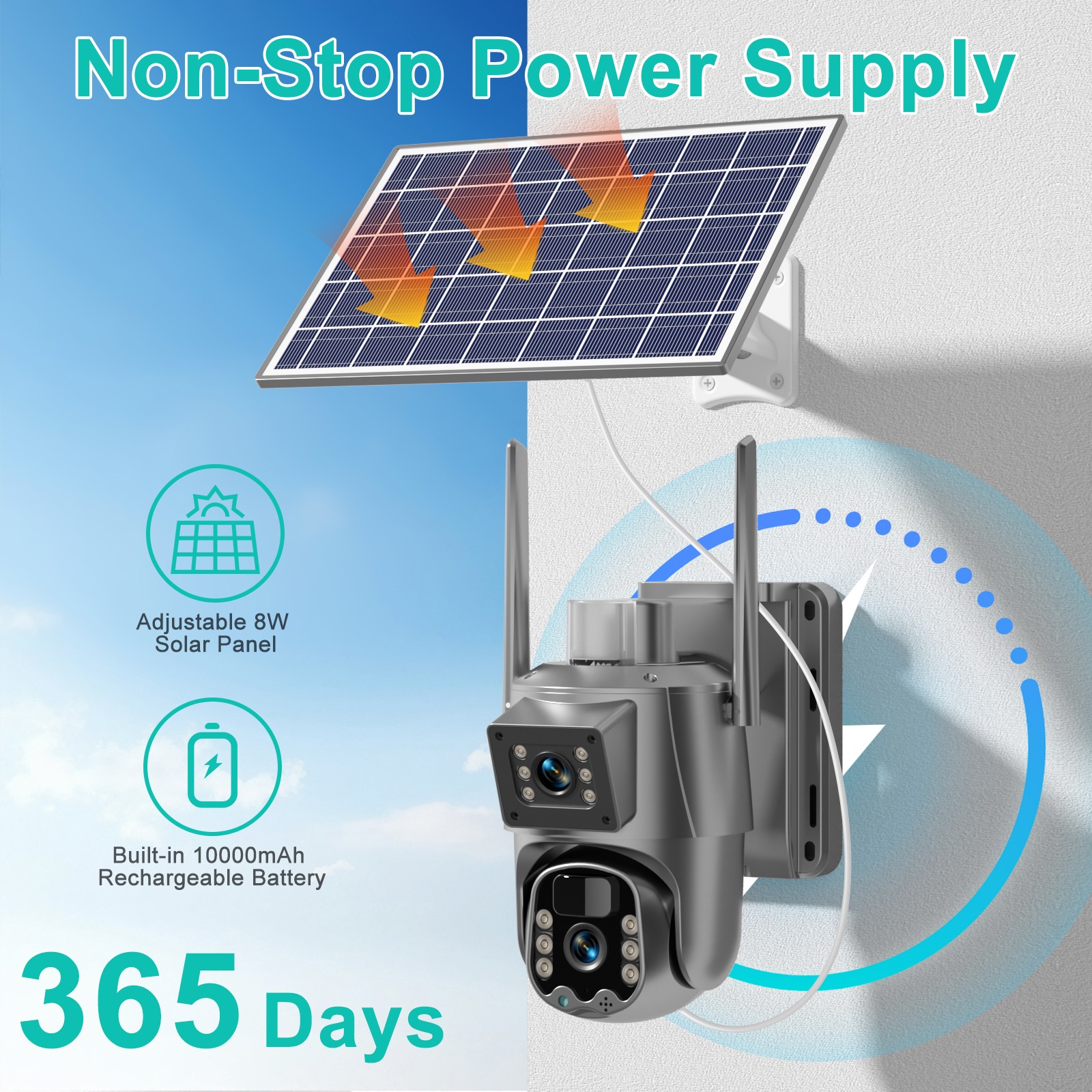 5G 8MP Wireless Solar Powered Camera Outdoor WiFi 4K PTZ Home Security Camera