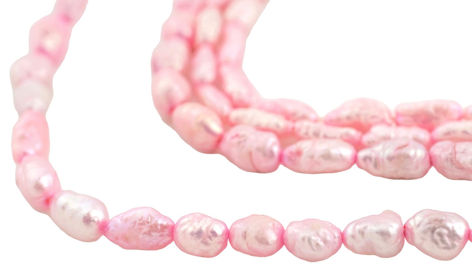 Bright Pink Vintage Japanese Rice Pearl Beads 4mm Oval 16 Inch Strand