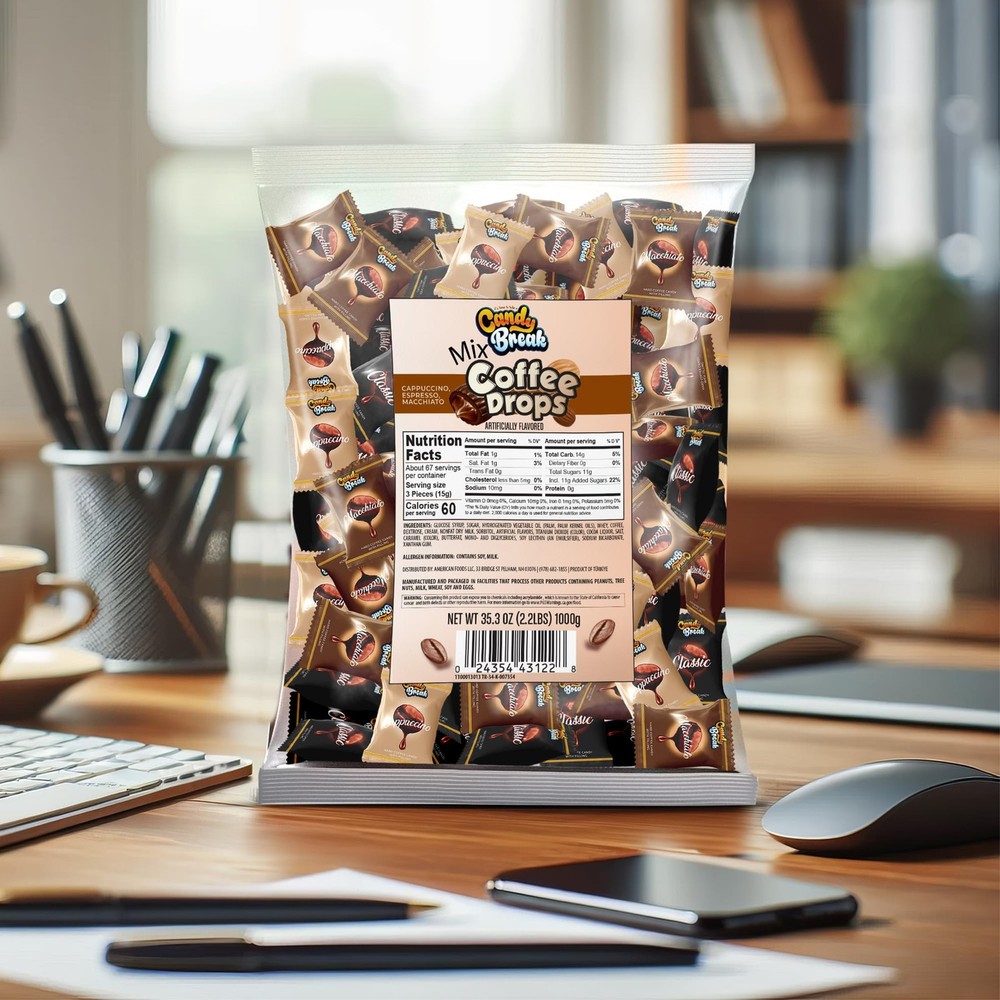 Candy Break Coffee Drops, Center Filled Hard Candy, Coffee Candy Individually...