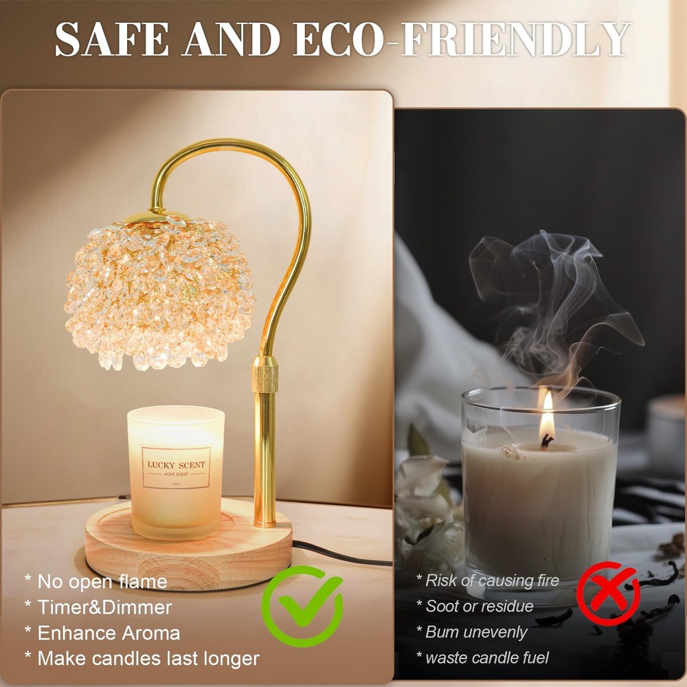 Hisummer Candle Warmer Lamp with Timer, Dimmable Large, Gold