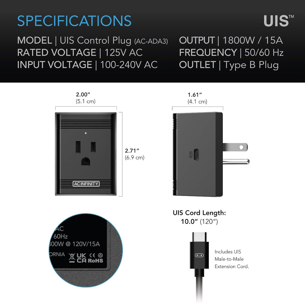 UIS Control Plug, Outlet Adapter to Connect UIS Smart Controllers to Outlet Devi