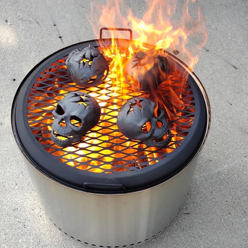 2pcs Refractory Materials Fireproof Imitated Human Fire Pit Skulls Gas Gray