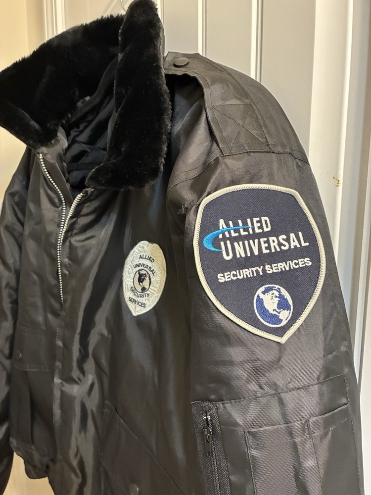 ALLIED UNIVERSAL Security Services Jacket Coat Lined L Black Pockets