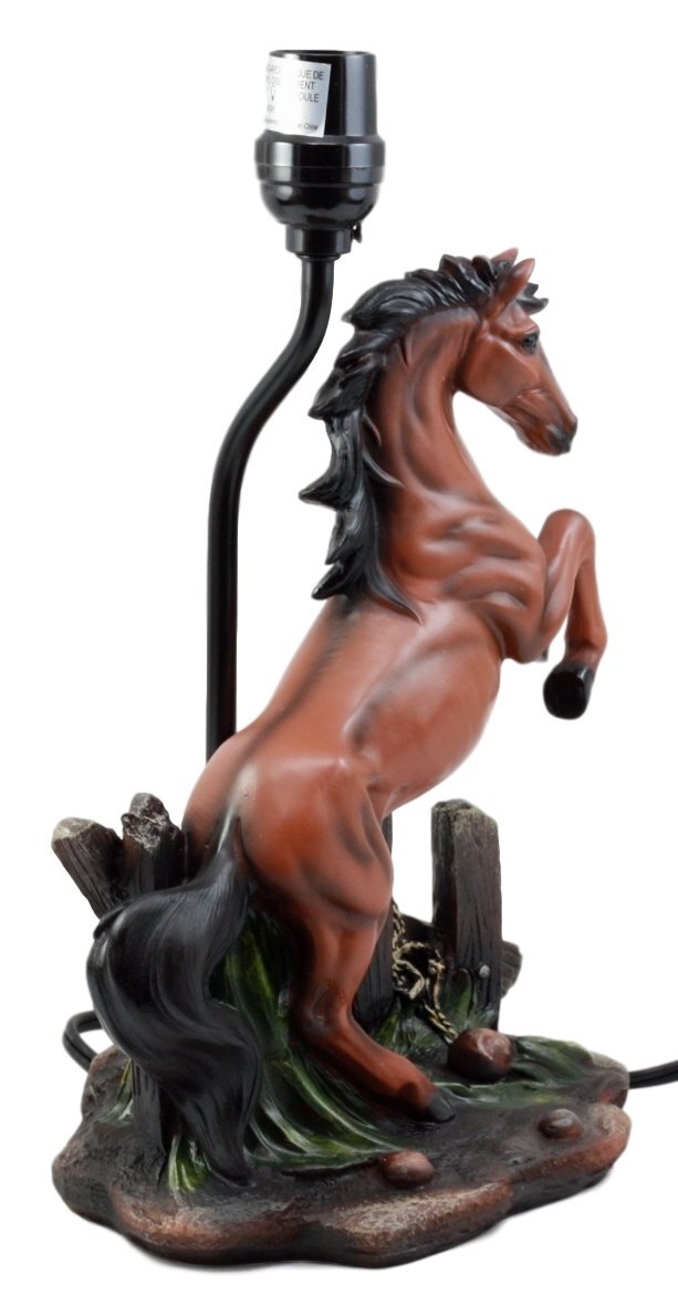 Rearing Wild Chestnut Horse Stallion Desktop Table Lamp With Shade Home Decor
