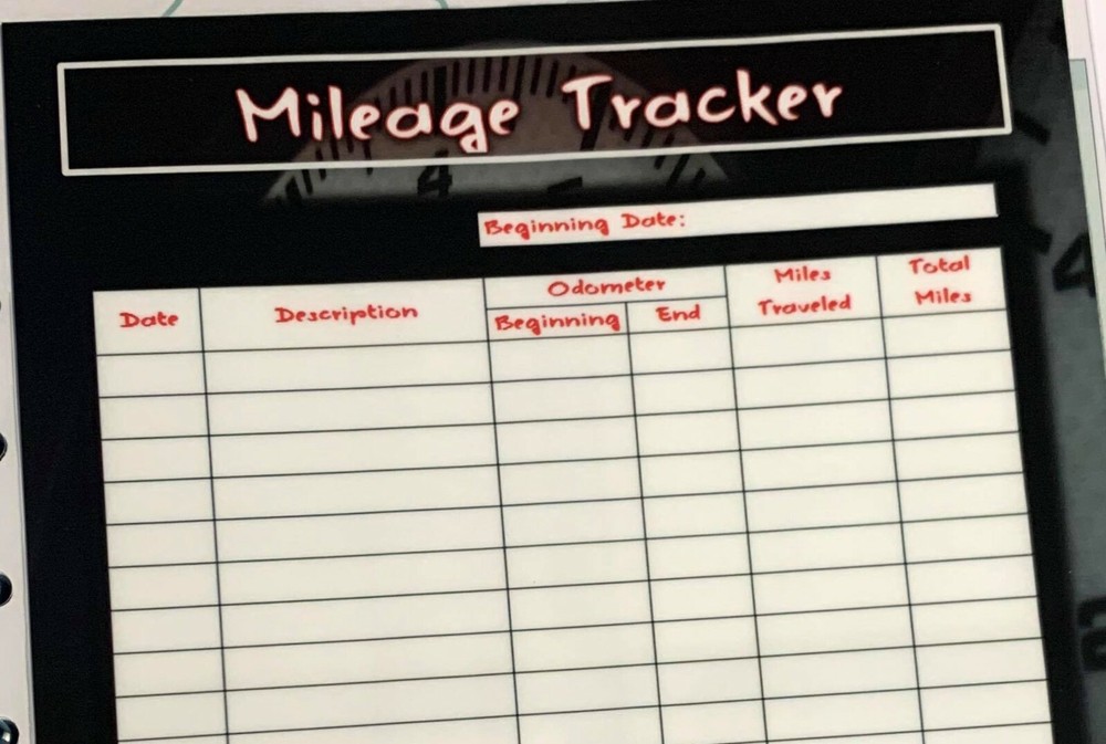 Mileage Tracker Two Sided Dashboard for use with the BIG Happy Planner
