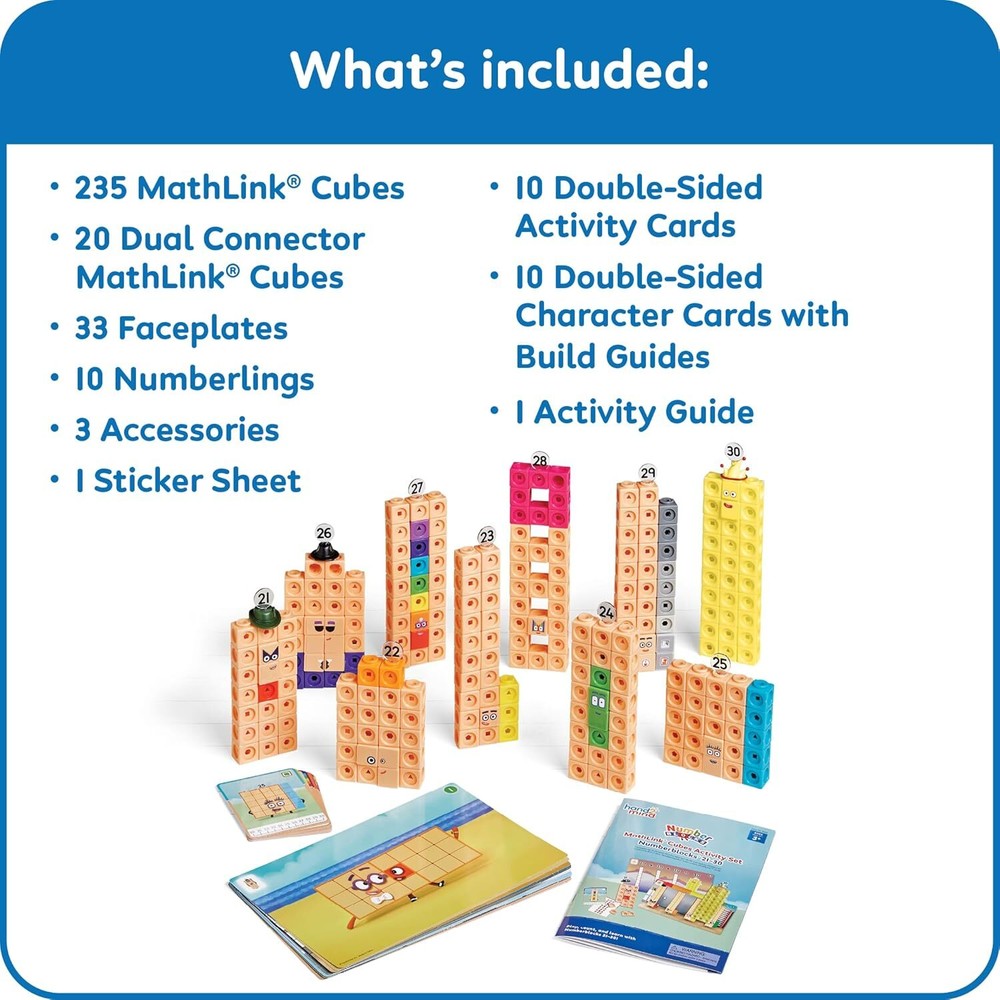 Hand2mind MathLink Cubes Numberblocks 21-30 Activity Set, 20 Preschool Learning