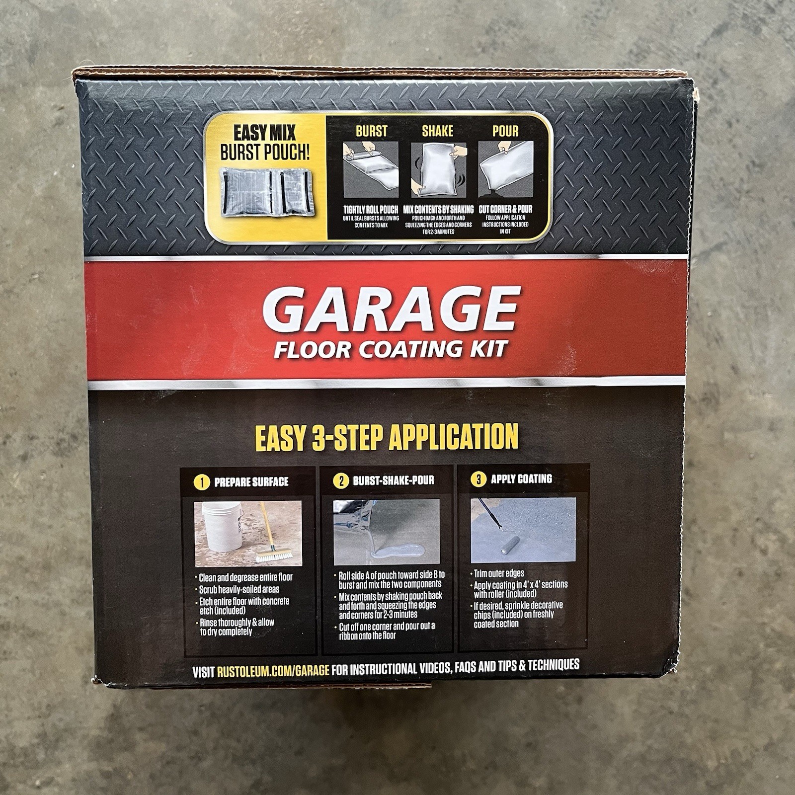 Rocksolid Garage Floor Coating Kit-60003, High Gloss 1-Car Garage Kit 90 Oz.