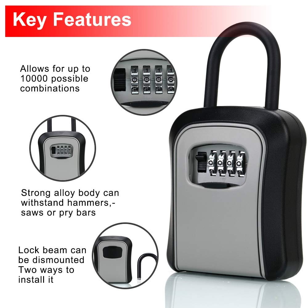 Key Lock Box, Combination Lock box with Code for House Key Storage, Combo Doo...